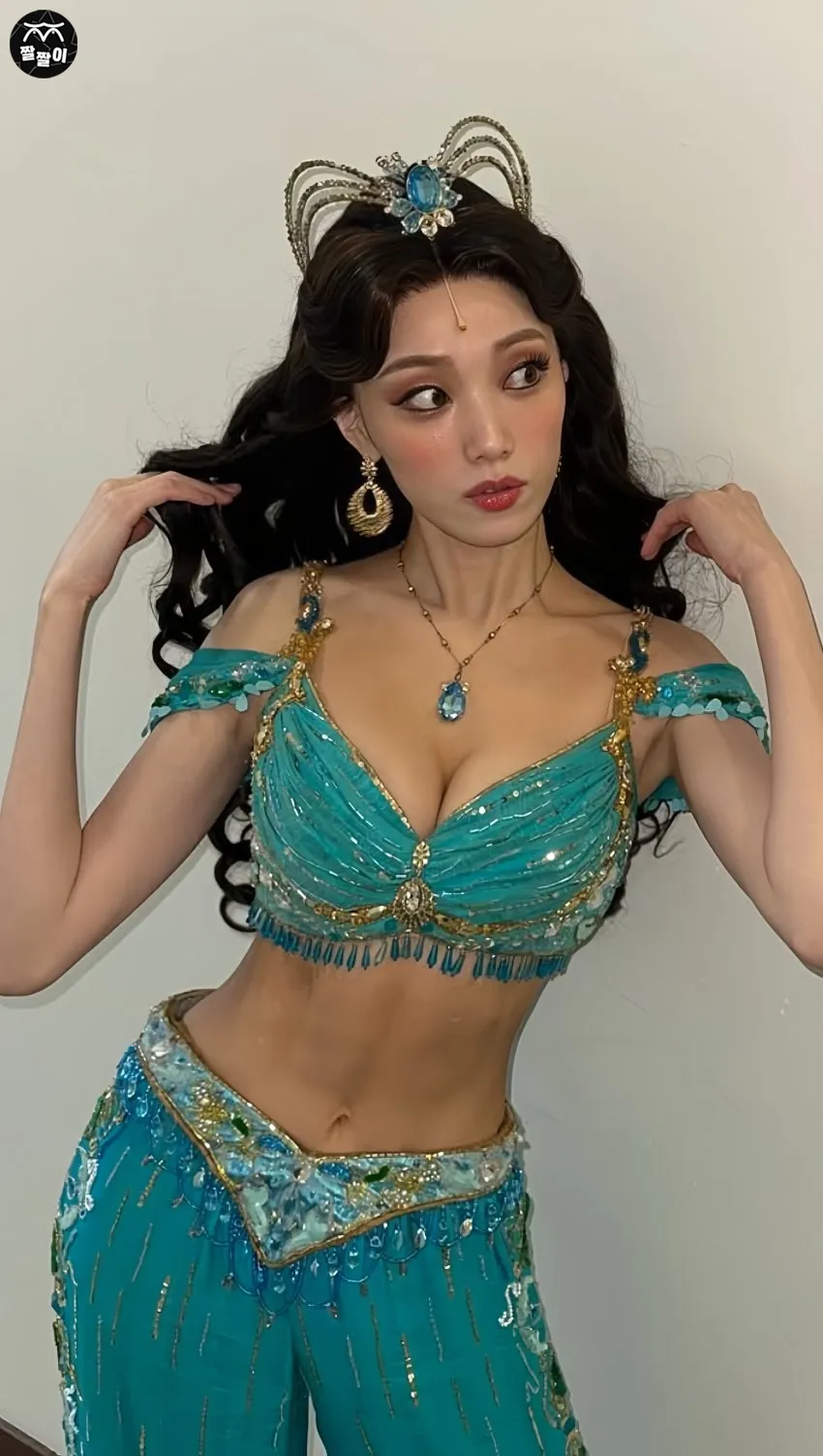 이성경 선명한 복근배꼽