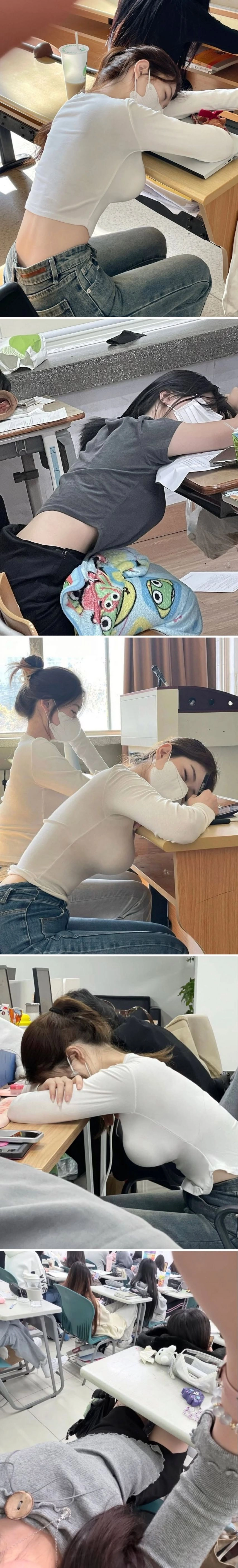 강의실 여대생