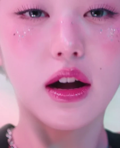 장원영 입술과 혓바닥을 내미는 핑크빛 얼빡샷
