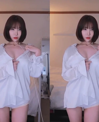 겨우디 윗가슴골 남친 셔츠룩 입고 유혹하는 몸짓